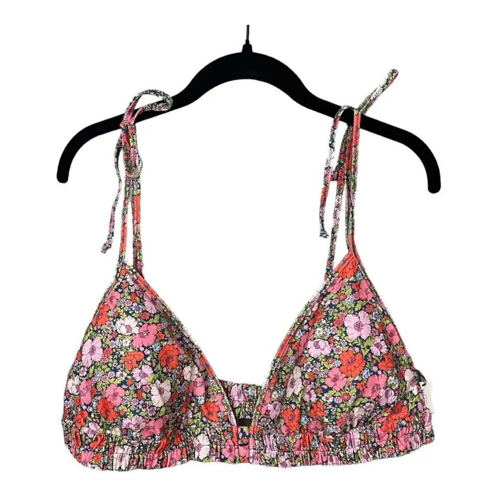 J. Crew Tie-Shoulder Ruched Bikini Top in Liberty Meadow Song Fabric Size 3X NWT